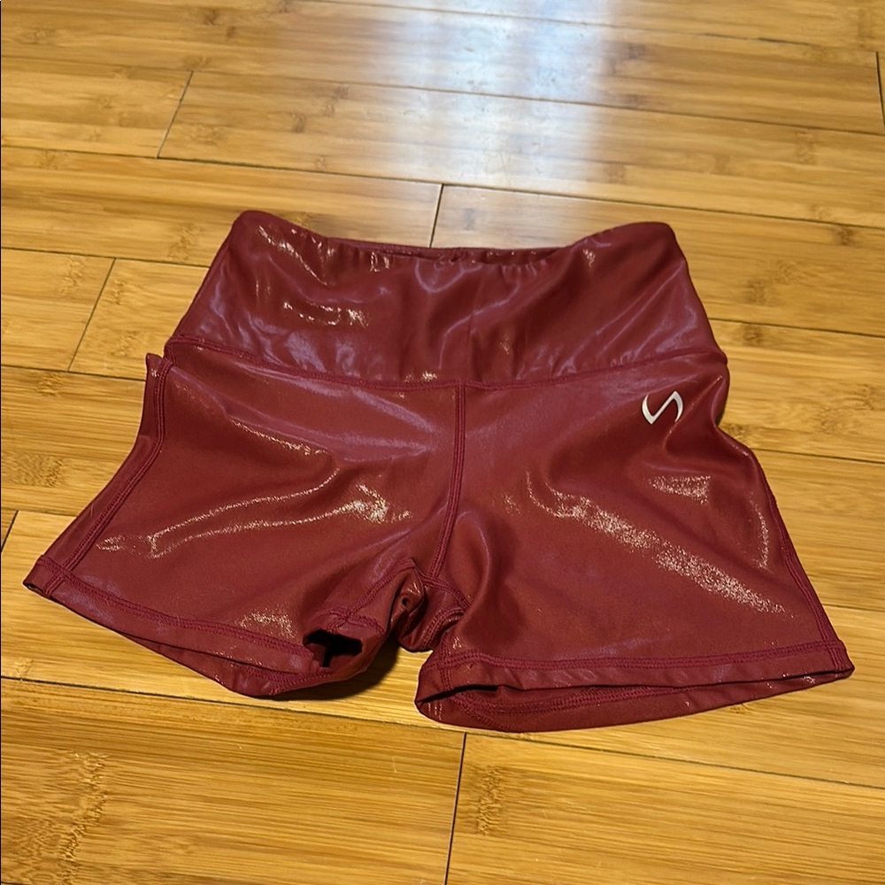 TLF Shiny Maroon Workout/Volleyball Shorts, XS